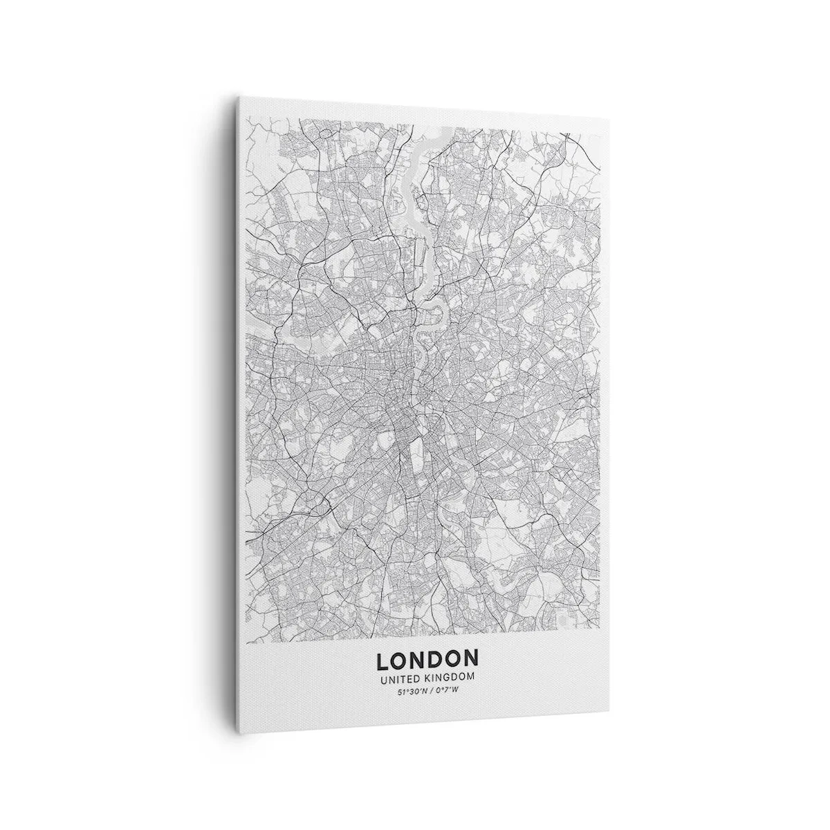 Cuadro sobre lienzo - Impresión de Imagen - Un mapa de ciudad minimalista en tonos grises - 80x120cm - Un mapa del laberinto de Londres - Decoración de pared moderna para salón y dormitorio ARTTOR