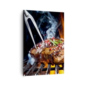 Cuadro sobre lienzo - Impresión de Imagen - Filete a la parrilla con especias - 70x100cm - Jugoso y fragante - Decoración de pared moderna para salón y dormitorio ARTTOR