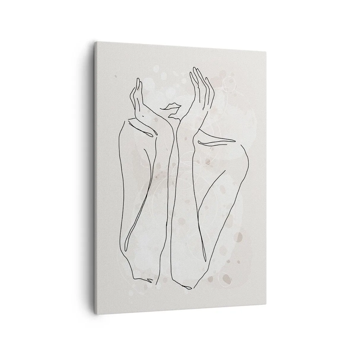 Cuadro sobre lienzo - Impresión de Imagen - Línea de contorno que muestra las manos de una mujer sobre un fondo claro - 50x70cm - Un momento de ensueño - Decoración de pared moderna para salón y dormitorio ARTTOR