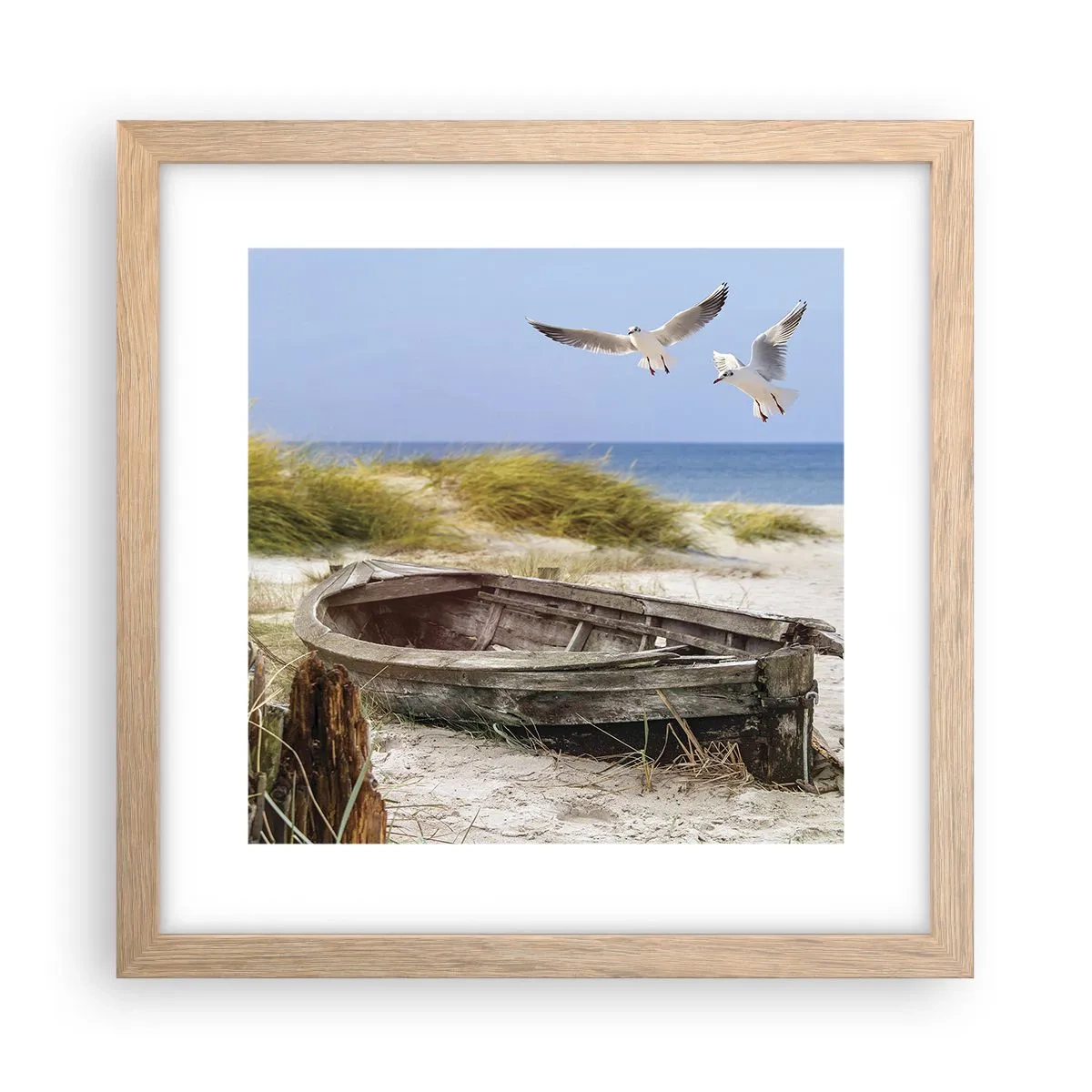 Póster en marco roble claro - Bañada por el viento - 30x30 cm