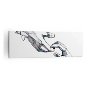 Cuadro sobre lienzo - Impresión de Imagen - Representación artística de una mano en forma minimalista y geométrica. - 160x50cm - Un buen gesto - Decoración de pared moderna para salón y dormitorio ARTTOR