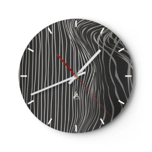 Reloj de pared - Reloj de vidrio - Líneas abstractas sobre un fondo oscuro - 30x30cm - Ritmo y acento - Decoración de pared moderna para salón, cocina y dormitorio ARTTOR