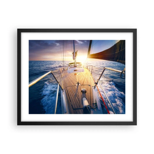 Póster en marco negro - Corriendo sobre las olas - 50x40 cm