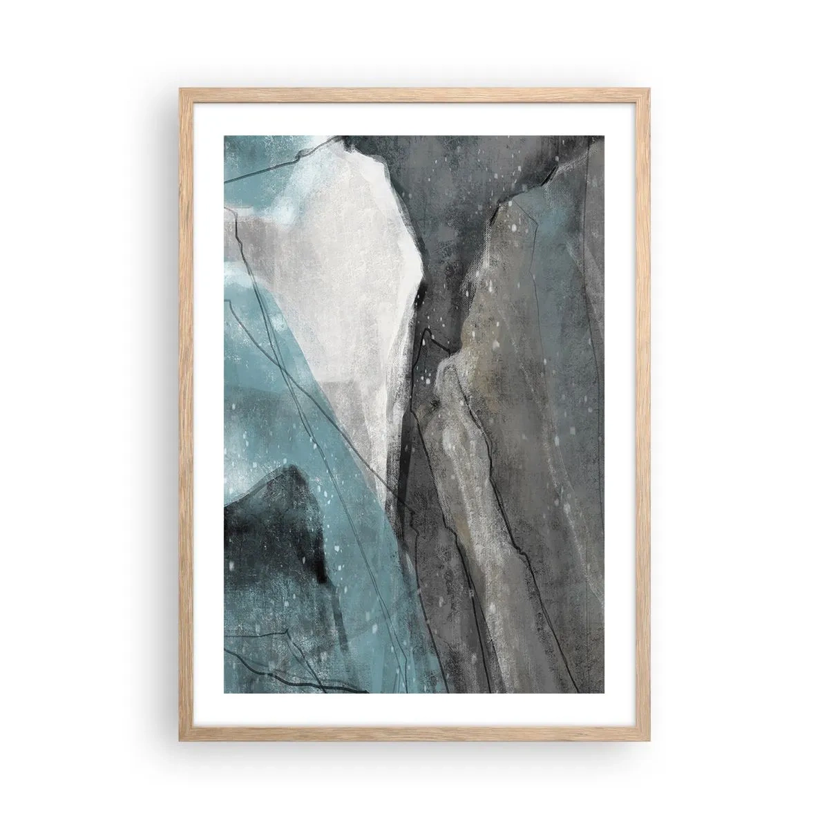 Póster en marco roble claro - Abstracción: rocas y hielo - 50x70 cm