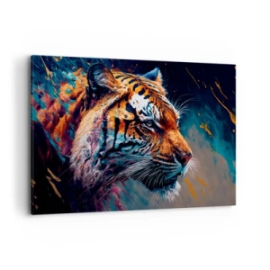 Cuadro sobre lienzo - Impresión de Imagen - Retrato de un tigre en colores dinámicos y abstractos. - 120x80cm - Belleza salvaje - Decoración de pared moderna para salón y dormitorio ARTTOR
