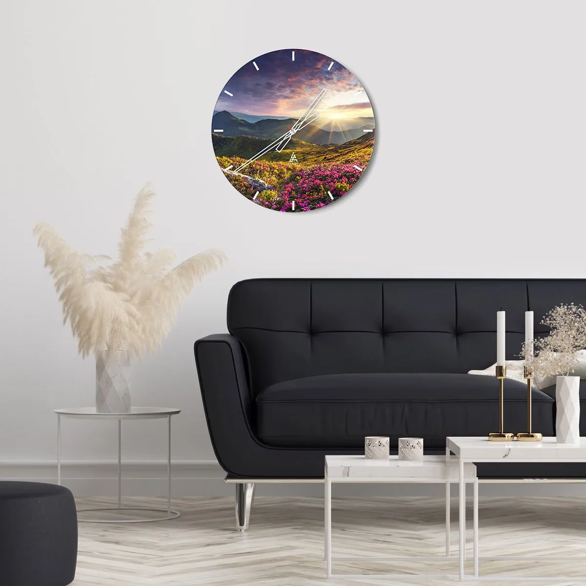 Reloj de pared - Reloj de vidrio - La frescura de una mañana de montaña - 40x40 cm