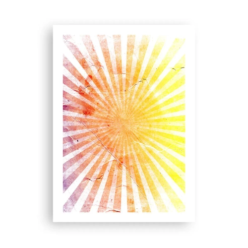 Póster - Patrón abstracto de rayos en tonos amarillos y rojos. - 50x70cm - Renacer del sol - Decoración de pared moderna para salón y dormitorio ARTTOR