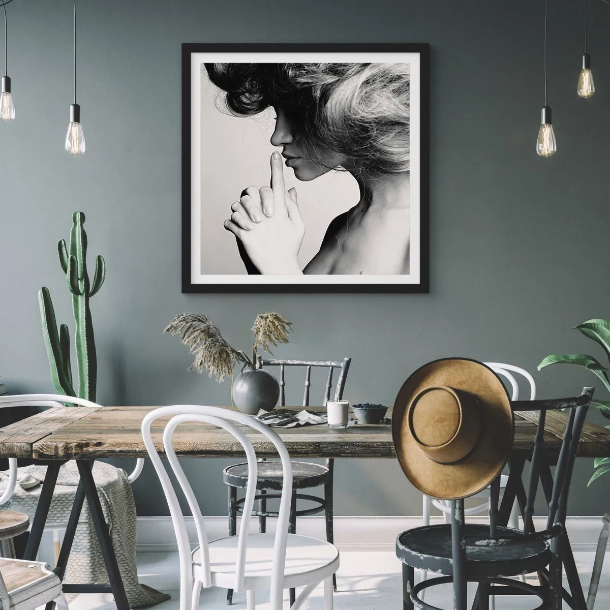 Póster en marco negro - Escucharme a mí misma - 60x60 cm