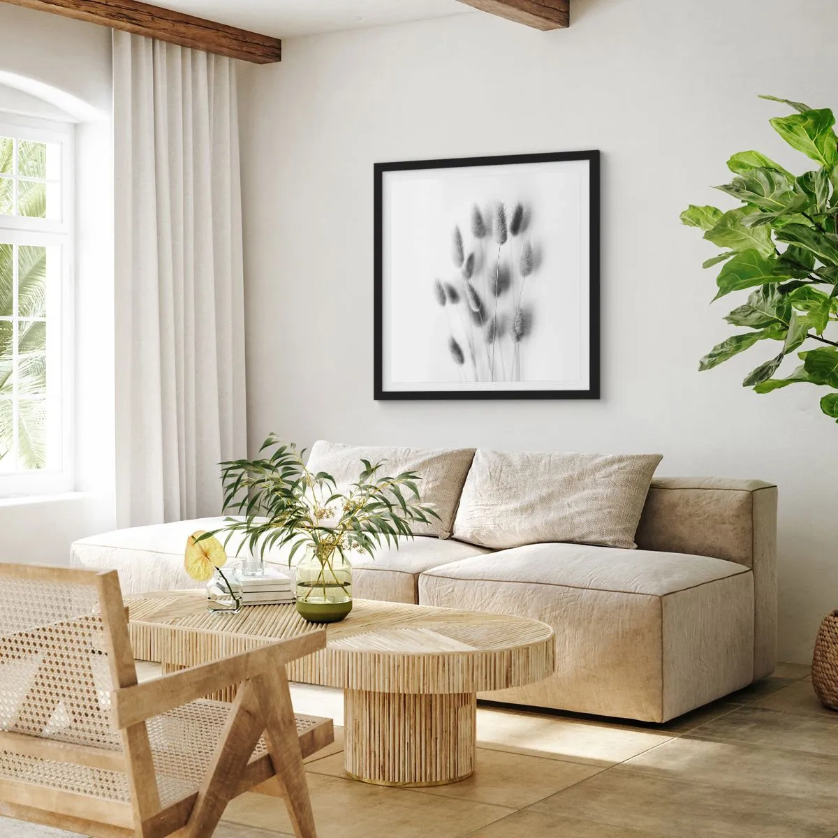 Póster en marco negro - Esponjas naturales - 40x40 cm