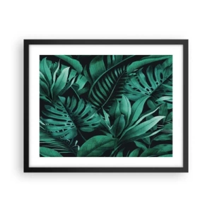 Póster en marco negro - Profundidad del verde tropical - 50x40 cm
