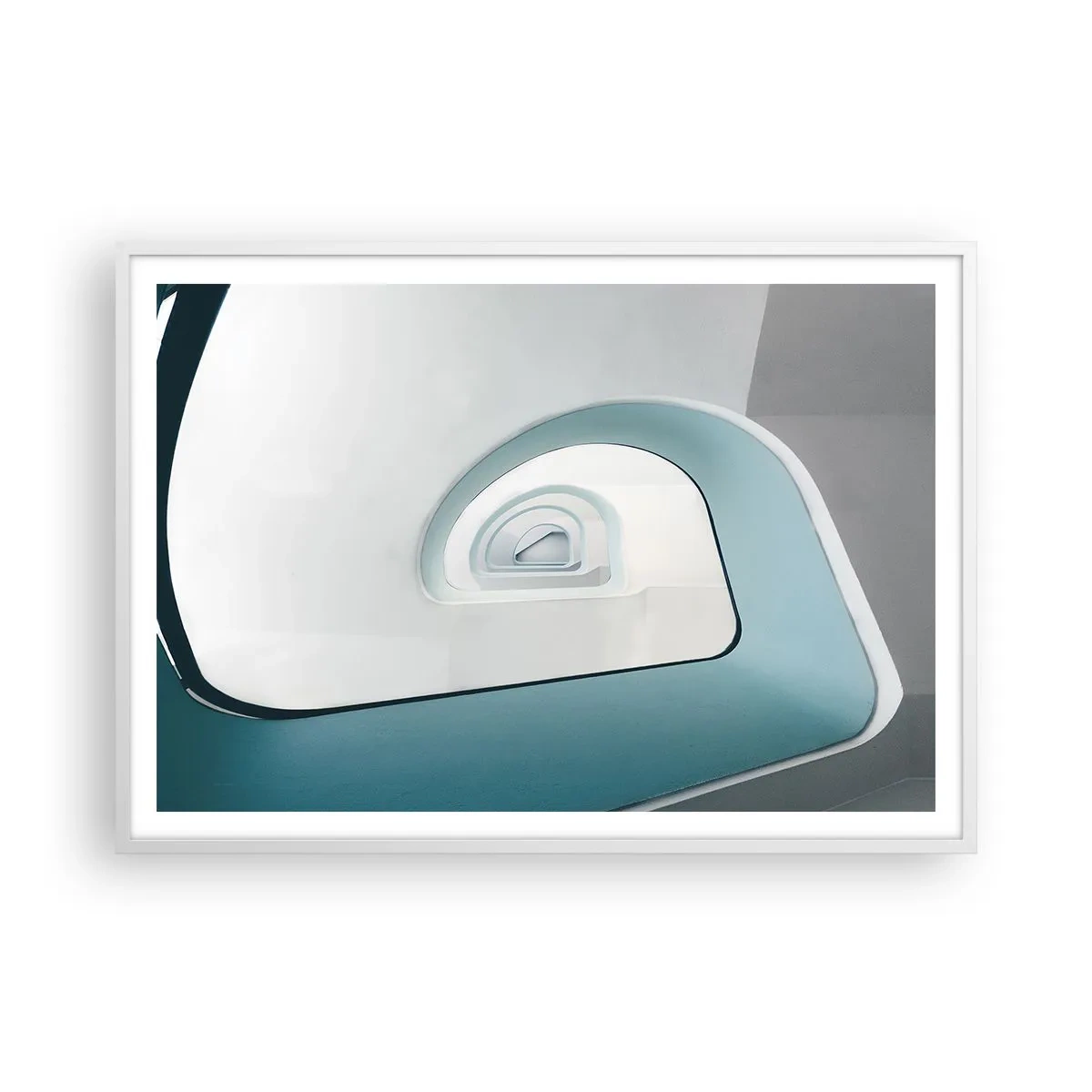 Póster en marco blanco - Espiral del río azul - 100x70 cm