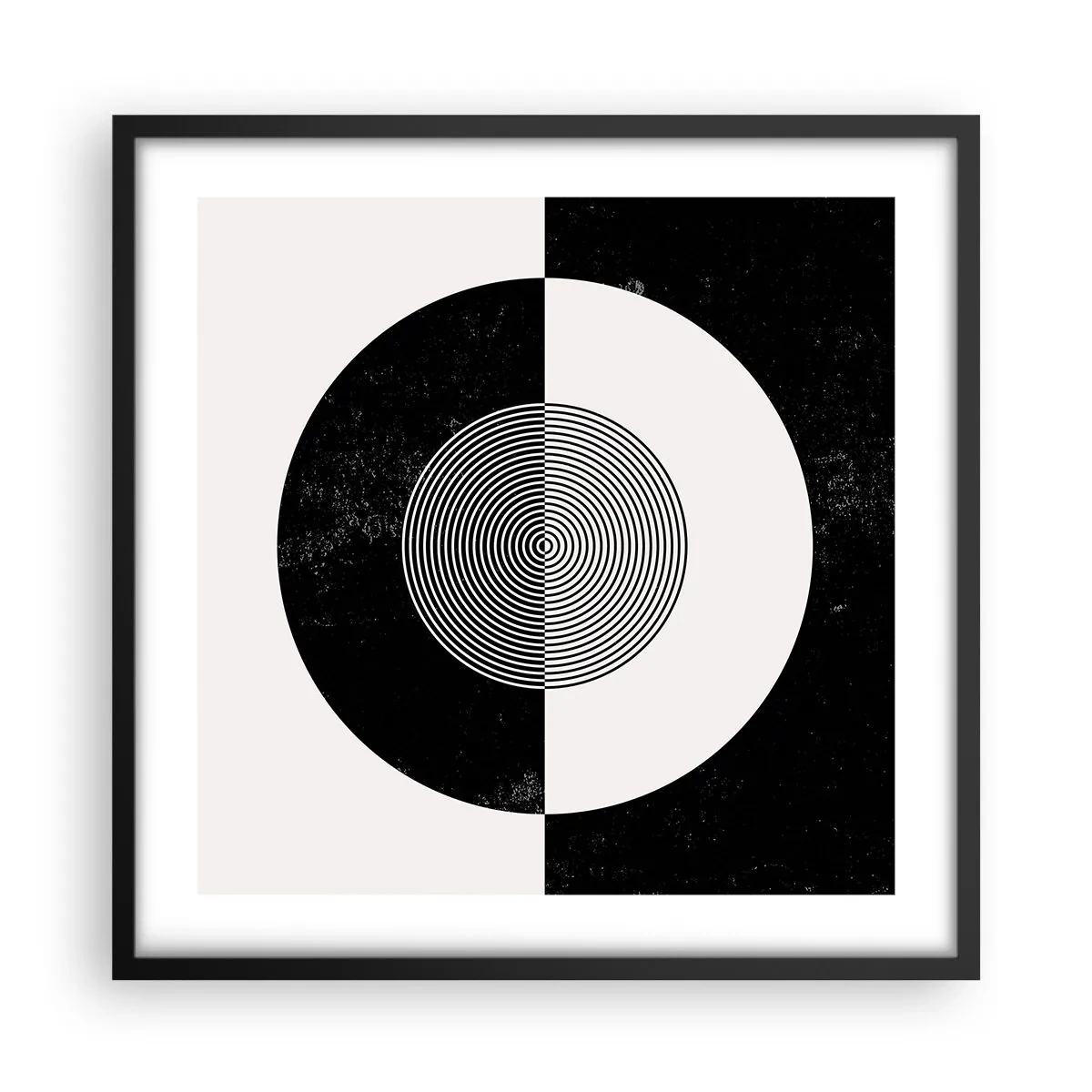 Póster en marco negro - Armonía en blanco y negro - 50x50 cm