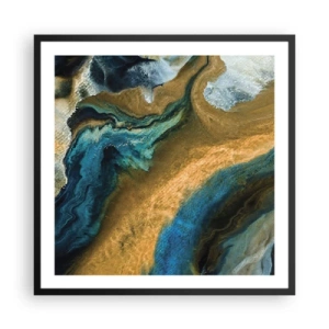 Póster en marco negro - Azul - amarillo - influencia mutua - 60x60 cm