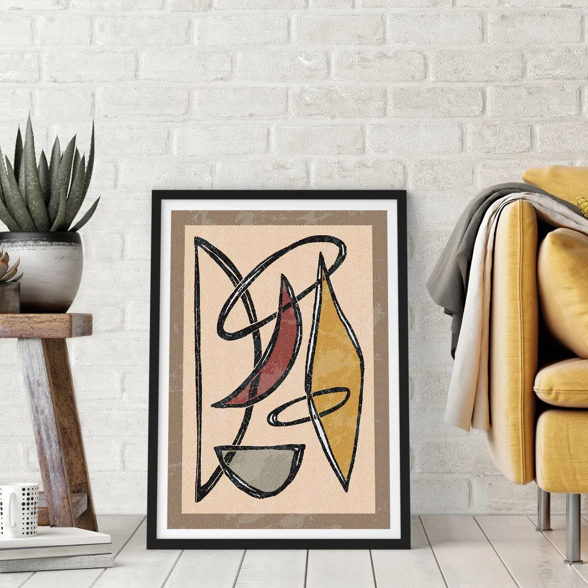 Póster en marco negro - Composición: arcos y óvalos - 70x100 cm