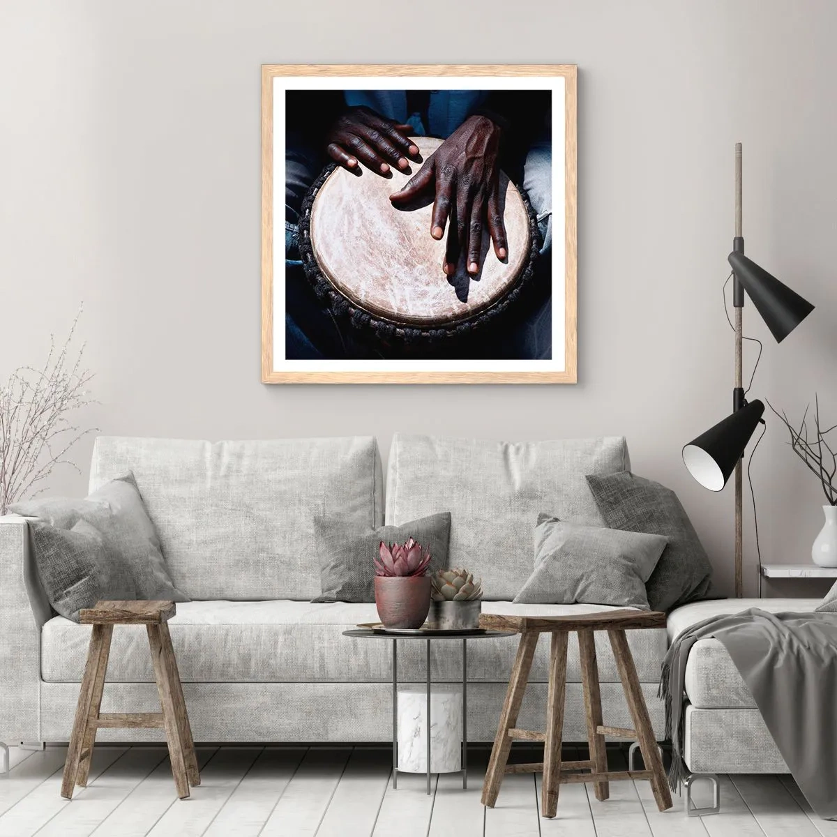 Póster en marco roble claro - Vive a tu ritmo - 40x40 cm