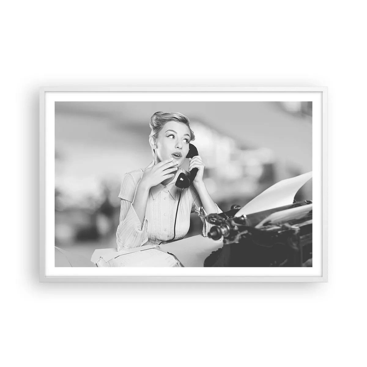 Póster en marco blanco - ¿Diga?, estamos en los años 50. - 91x61 cm