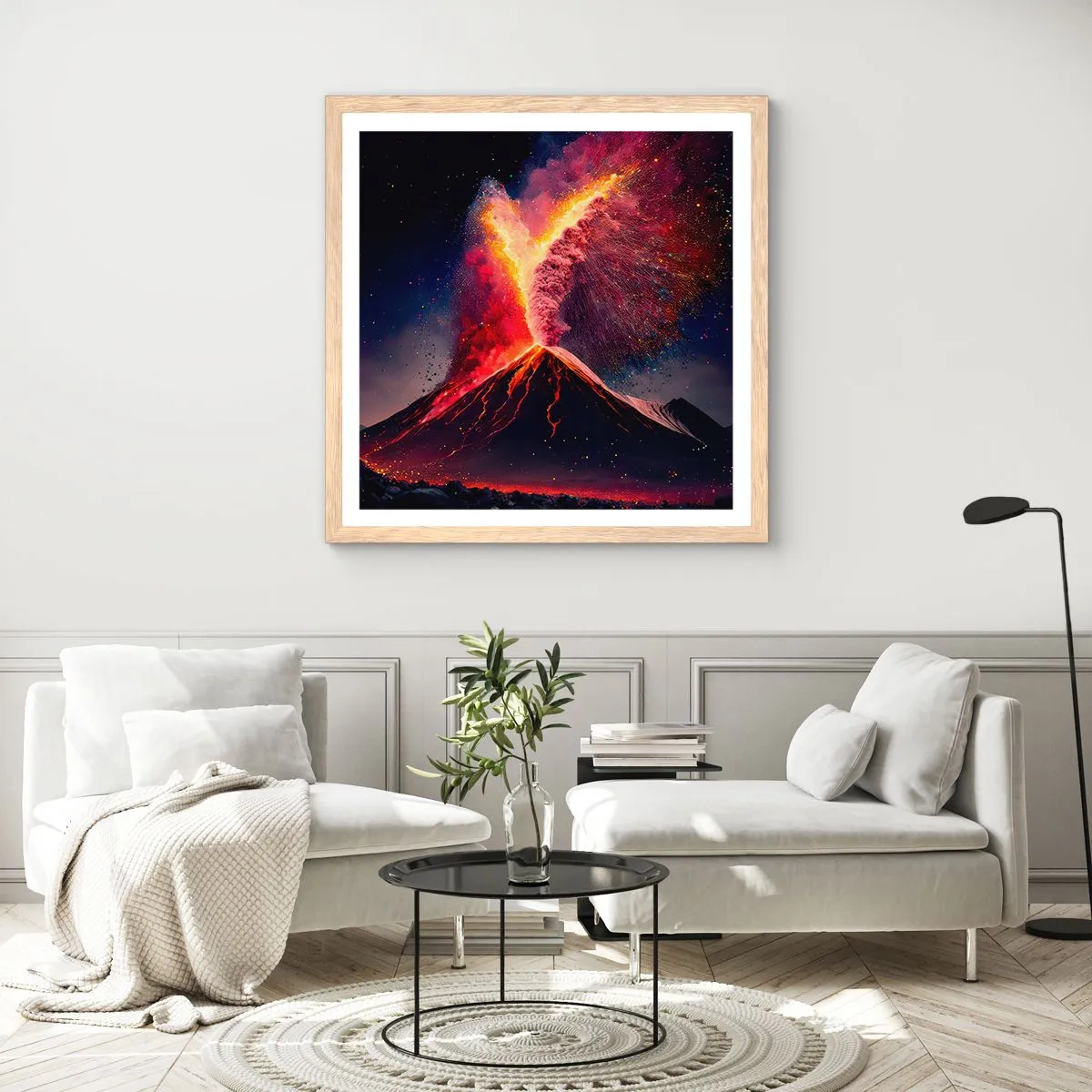 Póster en marco roble claro - Belleza y horror - 50x50 cm