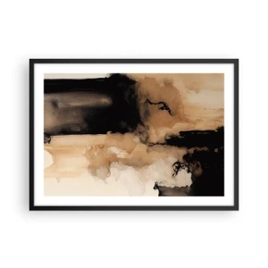 Póster en marco negro - Composición abstracta en tonos marrones y negros. - 70x50cm - Una abstracción intrigante - Decoración de pared moderna para salón y dormitorio ARTTOR