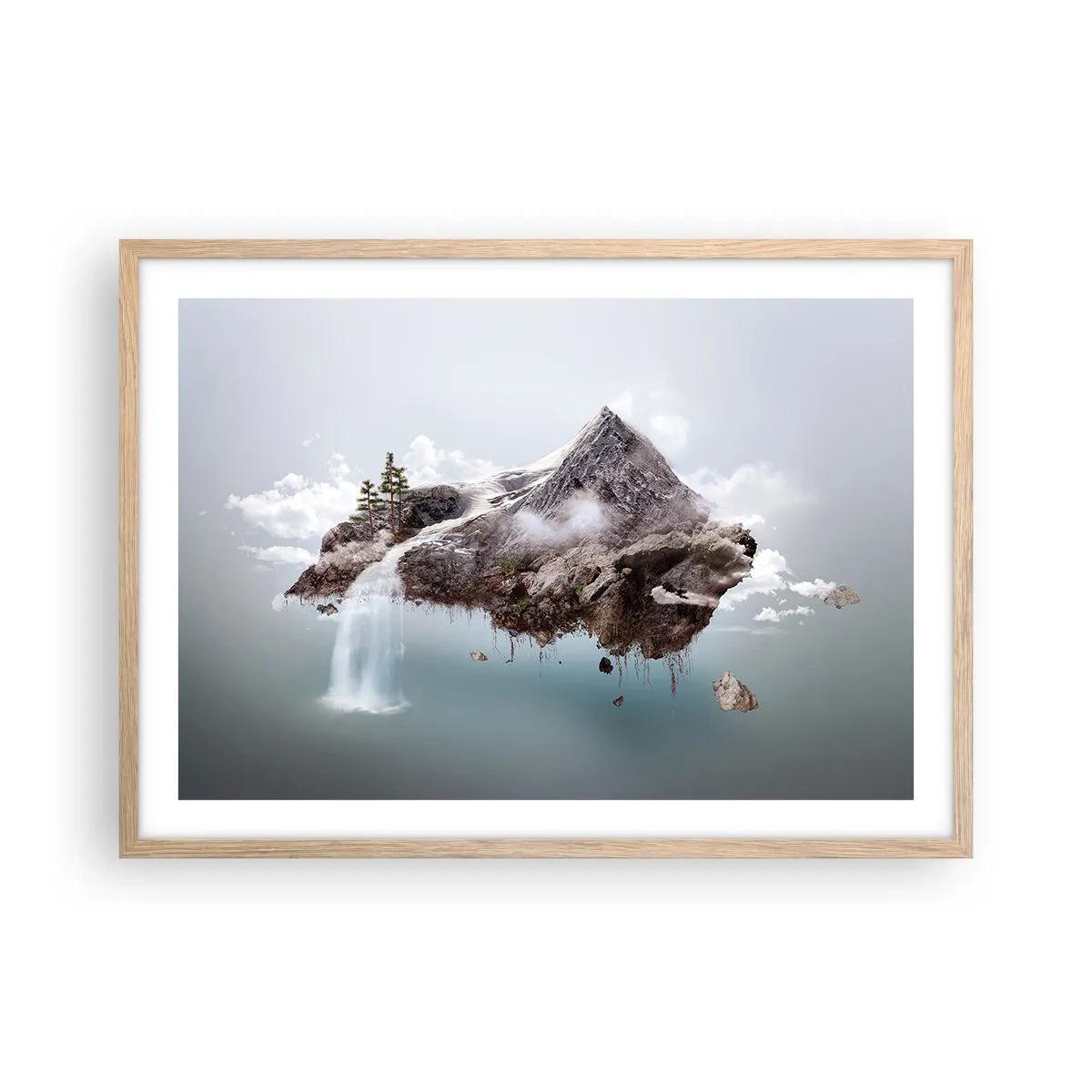 Póster en marco roble claro - Isla surrealista - 70x50 cm
