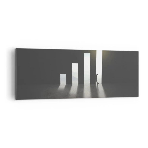 Cuadro sobre lienzo - Impresión de Imagen - Crecimiento simbólico en forma de pasajes iluminados por la luz. - 140x50cm - El camino del éxito - Decoración de pared moderna para salón y dormitorio ARTTOR