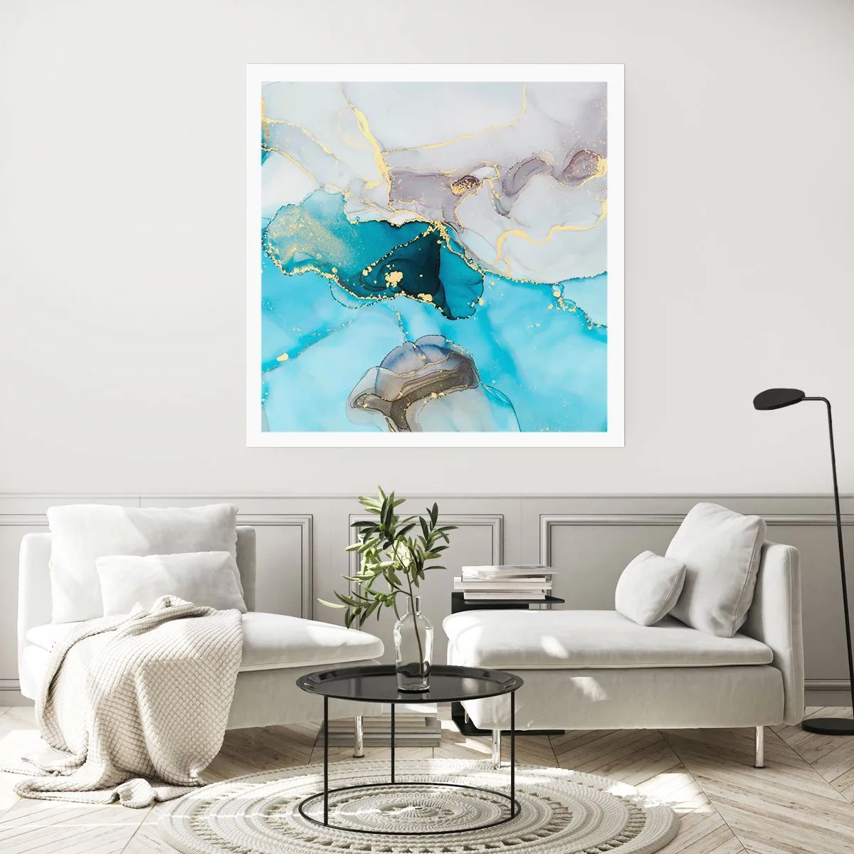 Póster - Un estudio del encuentro entre el gris y el turquesa - 50x50 cm