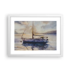 Póster en marco blanco - Atardecer en la bahía - 40x30 cm