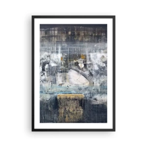 Póster en marco negro - Una composición abstracta en tonos grises y dorados. - 50x70cm - Hielo abstracto - Decoración de pared moderna para salón y dormitorio ARTTOR