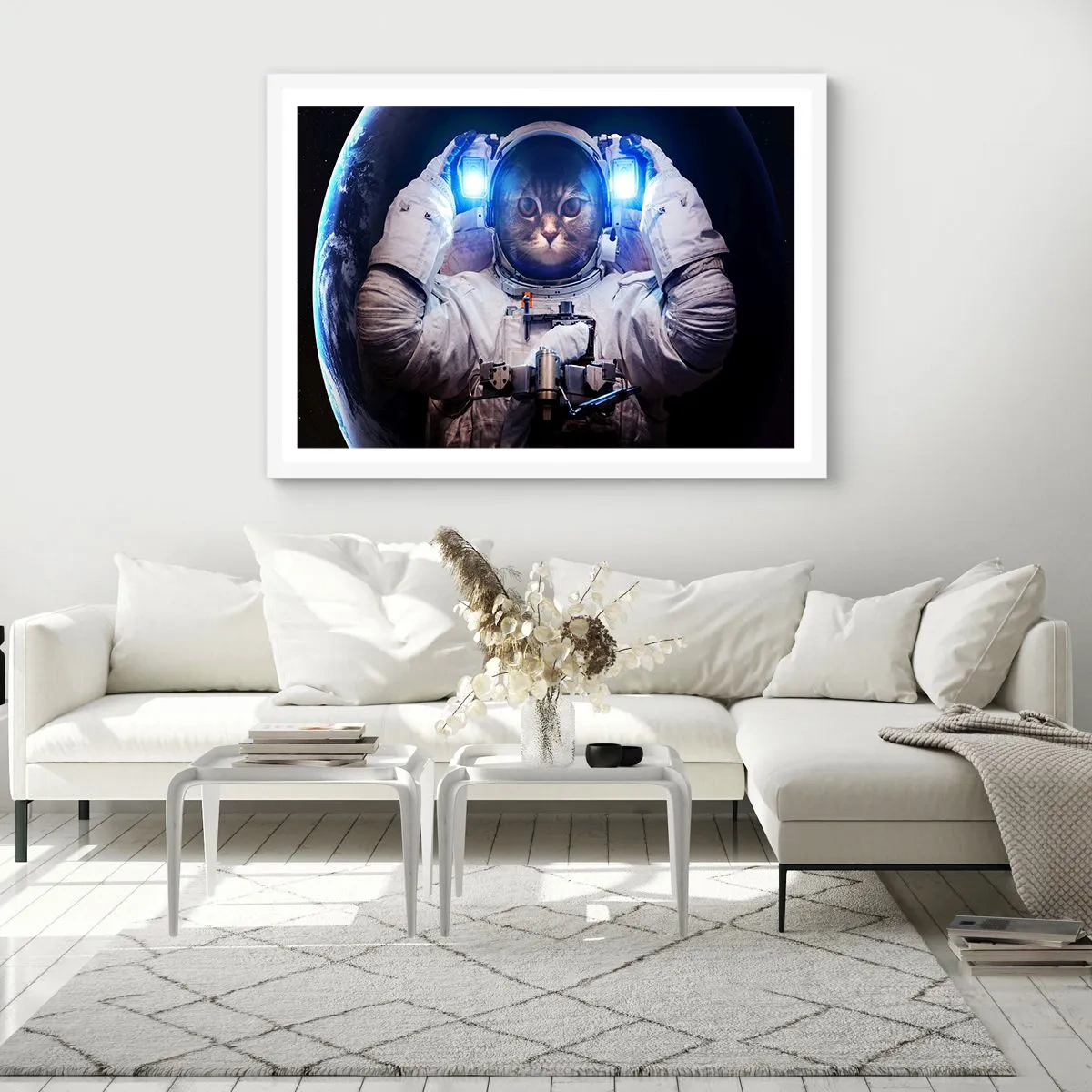 Póster en marco blanco - Houston, tienes un problema. - 70x50 cm