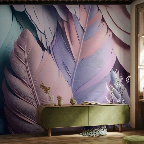 Fotomural Standard Eco - Pájaro chic - Pastel, Plumas, Ligereza - 250x175 cm