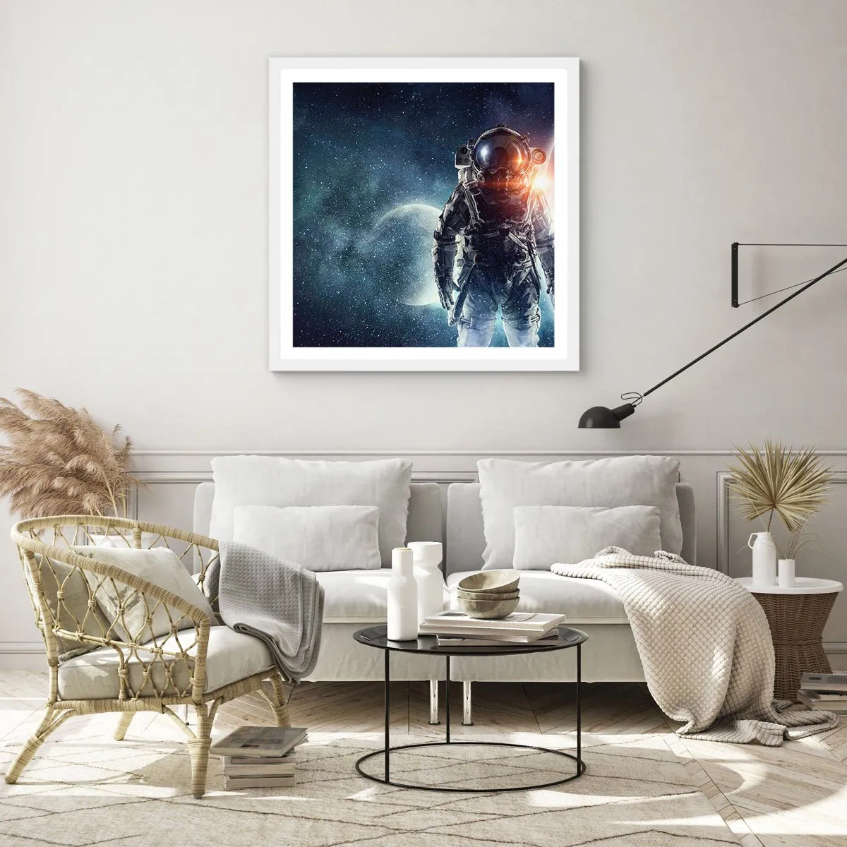 Póster en marco blanco - Una aventura cósmica - 30x30 cm