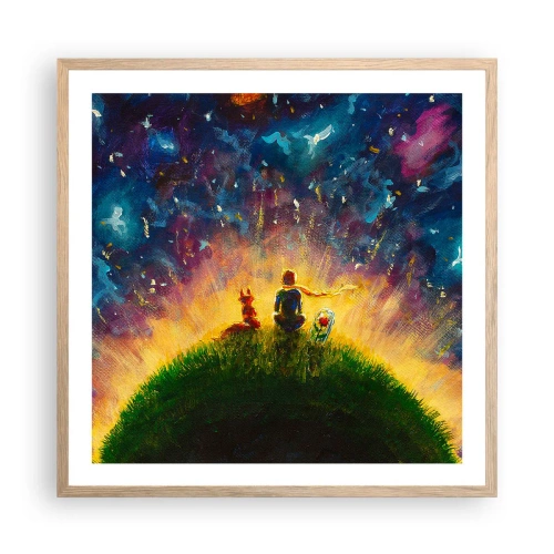 Póster en marco roble claro - Amor y amistad - lo único entero - 60x60 cm