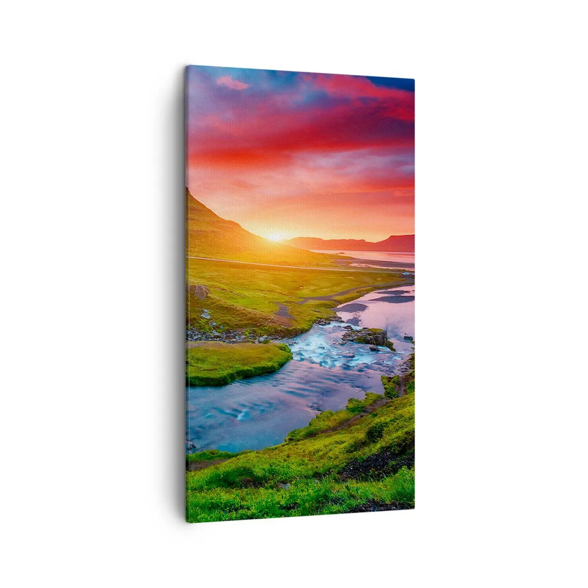 Cuadro sobre lienzo - Impresión de Imagen - Islandia - fuego y agua - 45x80 cm