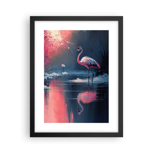 Póster en marco negro - Un retiro de aves - 30x40 cm