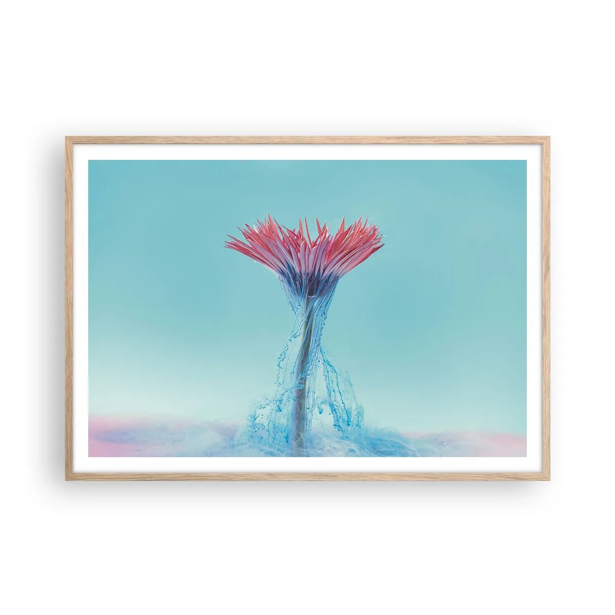 Póster en marco roble claro - En un abrazo vigorizante - 100x70 cm