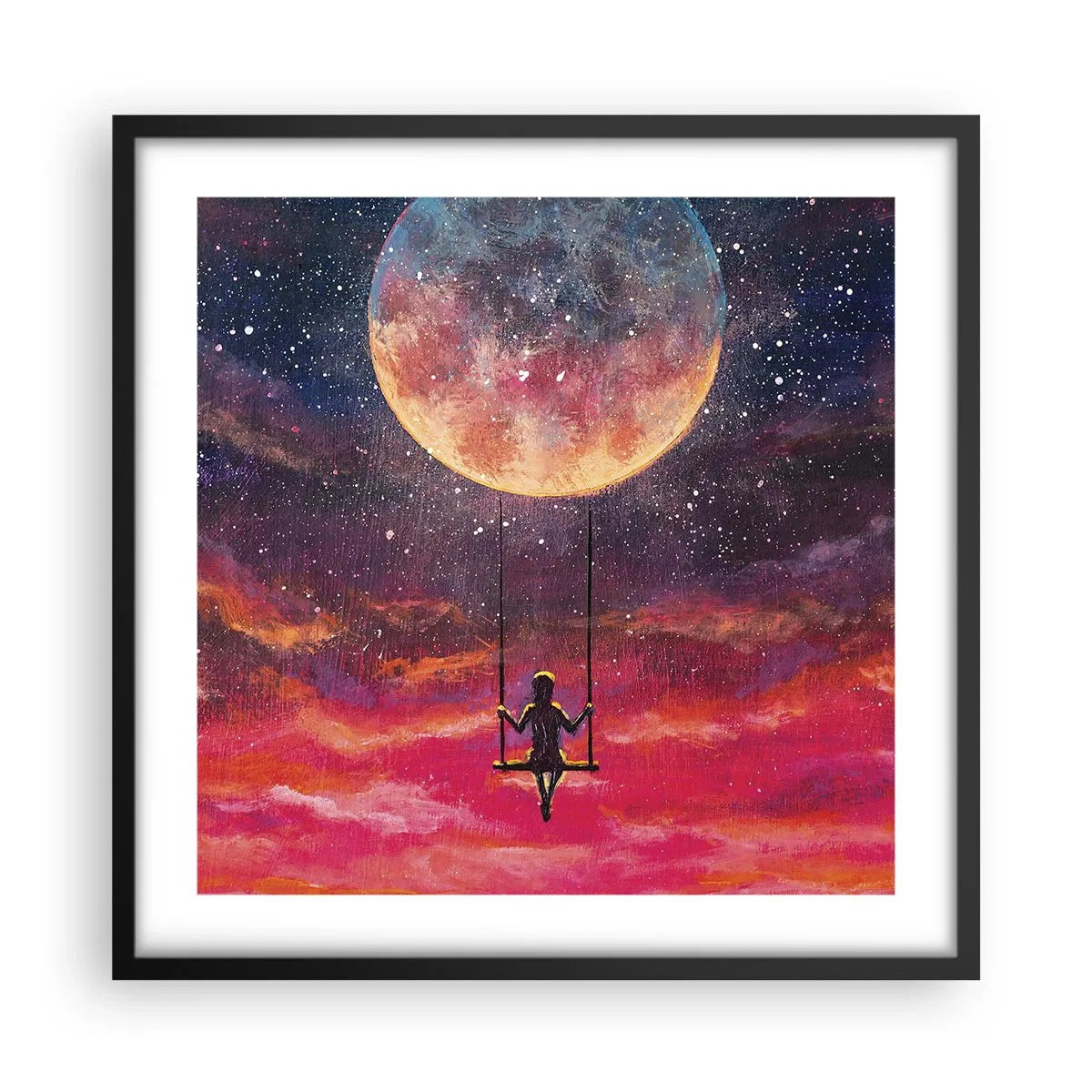 Póster en marco negro - Disfrutar de las nubes - 50x50 cm