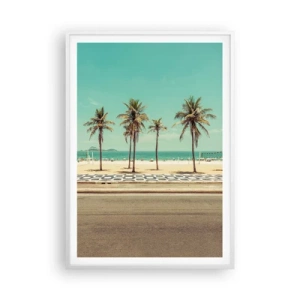 Póster en marco blanco - En la playa - 70x100 cm