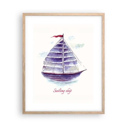 Póster en marco roble claro - Velas izadas y aguas tranquilas - 40x50 cm