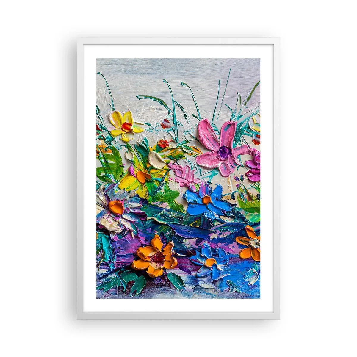 Póster en marco blanco - La energía de las flores - 50x70 cm