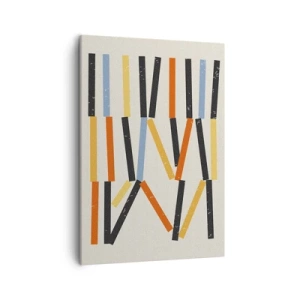 Cuadro sobre lienzo - Impresión de Imagen - Composición abstracta con rectángulos de colores y negros en disposición horizontal. - 50x70cm - Composición horizontal - Decoración de pared moderna para salón y dormitorio ARTTOR