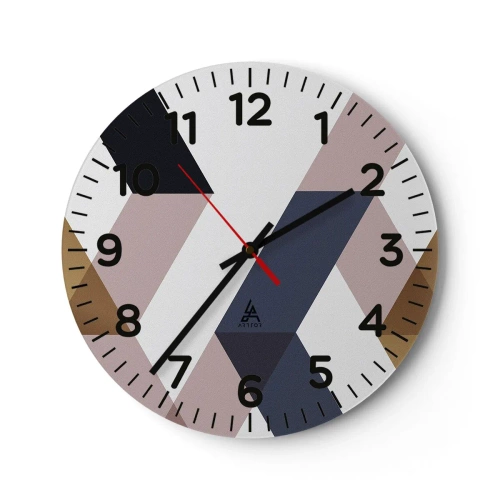 Reloj de pared - Reloj de vidrio - Rectas y ángulos - 30x30 cm