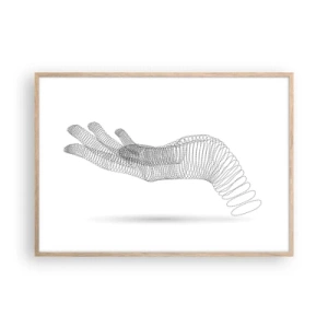Póster en marco roble claro - Mano elástica - 100x70 cm
