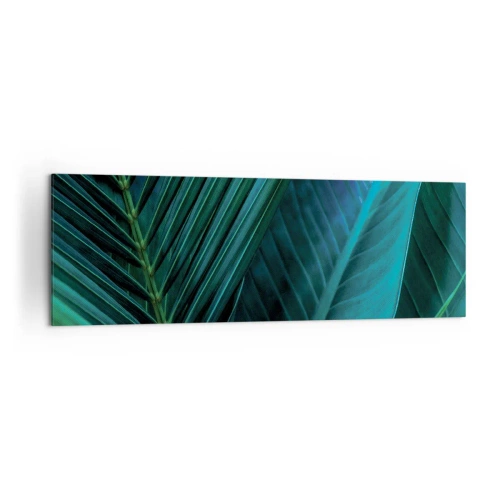 Cuadro sobre lienzo - Impresión de Imagen - Primer plano de hojas verdes tropicales - 160x50cm - Anatomía del verde - Decoración de pared moderna para salón y dormitorio ARTTOR