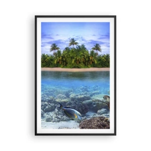 Póster en marco negro - Una isla paradisíaca te invita - 61x91 cm