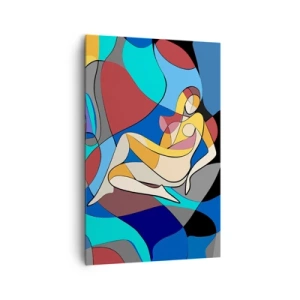 Cuadro sobre lienzo - Impresión de Imagen - Desnudo colorido al estilo cubista - 80x120cm - Desnudo cubista - Decoración de pared moderna para salón y dormitorio ARTTOR
