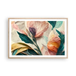 Póster en marco roble claro - Flores de las islas del sur - 91x61 cm