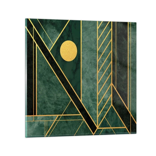 Cuadro sobre vidrio - Impresiones sobre Vidrio - La dinámica del oro y el azul - 60x60 cm