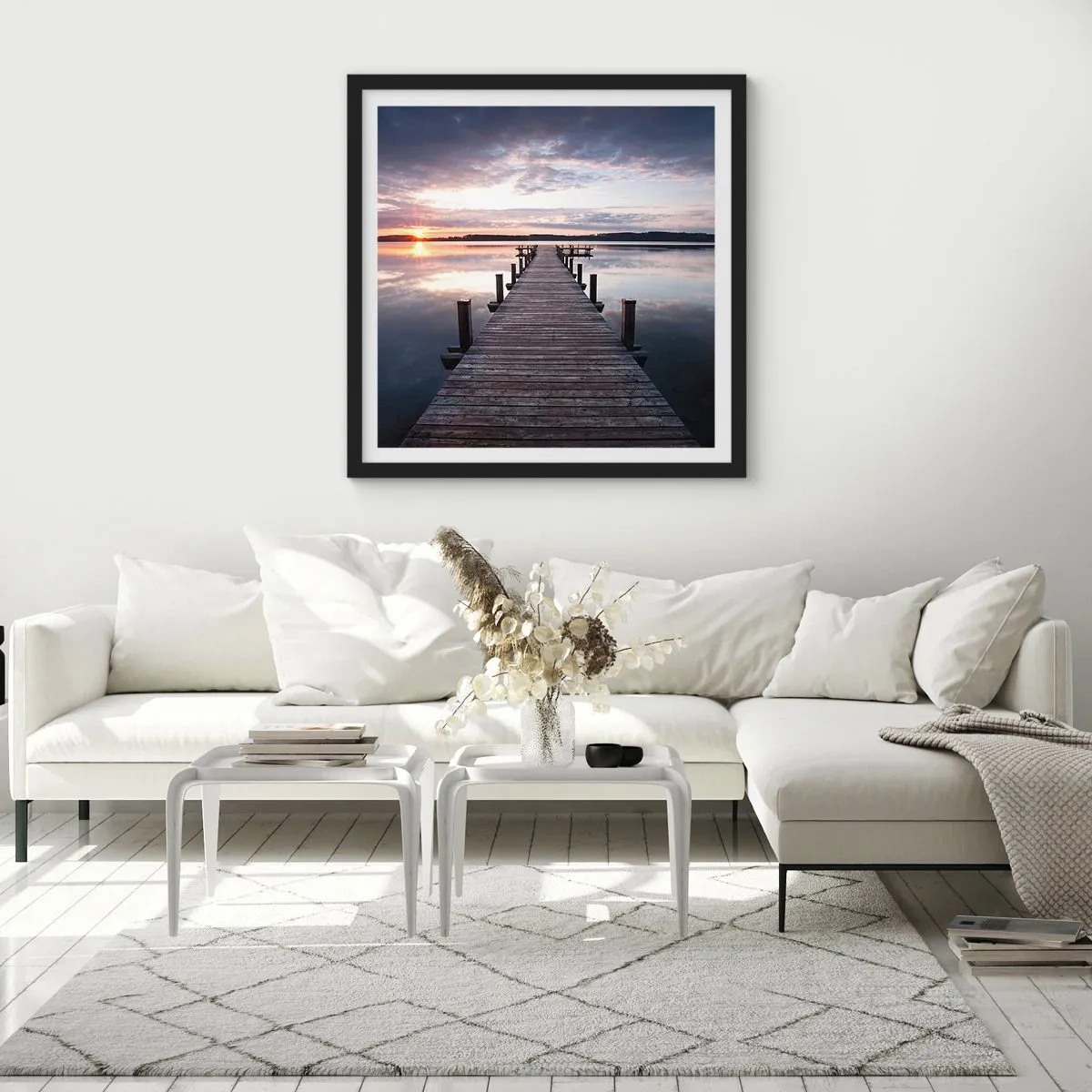 Póster en marco negro - Frontera silenciosa del día y la noche - 50x50 cm