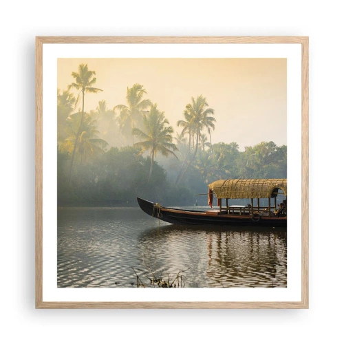 Póster en marco roble claro - Casa en el río - 60x60 cm