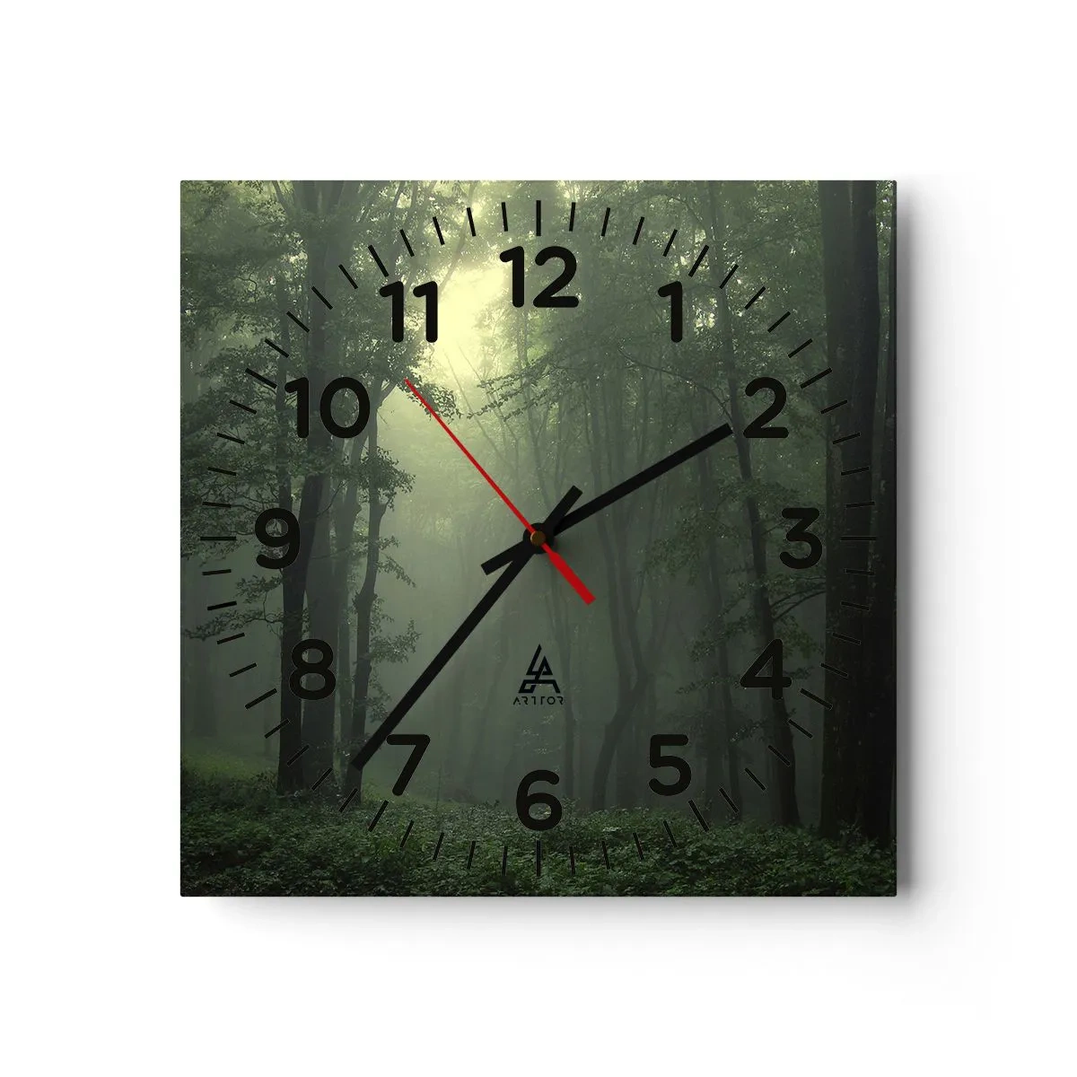 Reloj de pared - Reloj de vidrio - Antes de que se despierte el bosque - 40x40 cm