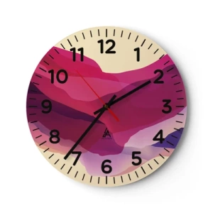 Reloj de pared - Reloj de vidrio - Ondas púrpuras - 40x40 cm